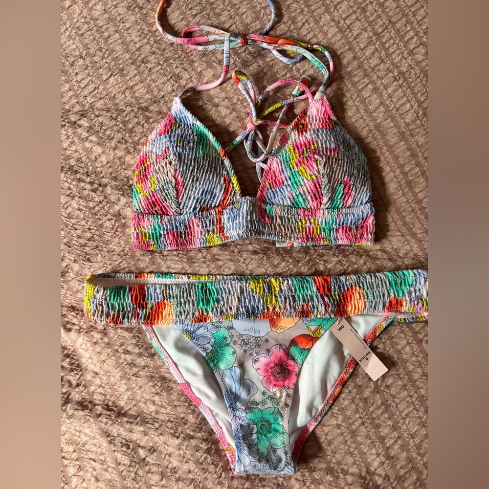 Victoria's Secret Floral Bikini Set - Pink, Orange, Green